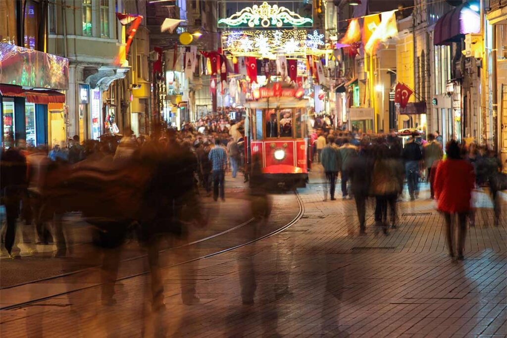 Istanbul Istiklal street at night time