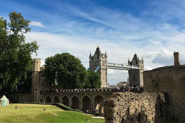 Tower of London with a view of Tower Bridge
