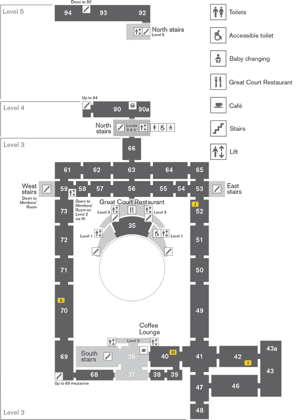 Map of British Museum, London, Upper Floor - image courtesy of https://www.britishmuseum.org/