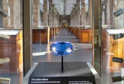 The Ostro Stone, Blue Topaz, Natural History Museum, London - Image courtesy of Natural History Museum official website https://www.nhm.ac.uk/