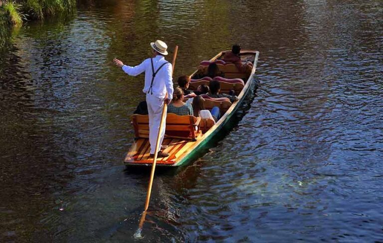 Boat on the river Avon at the city Bath, UK
