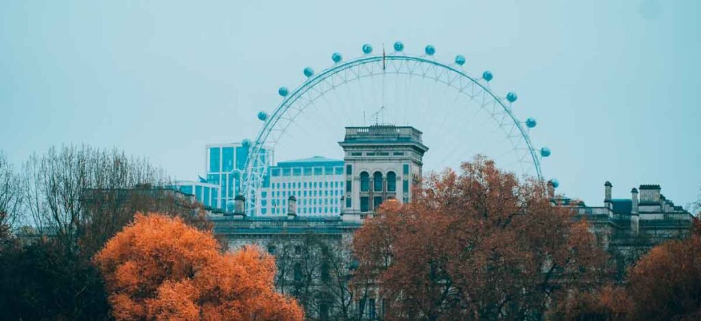 London Eye in Autumn, London in November