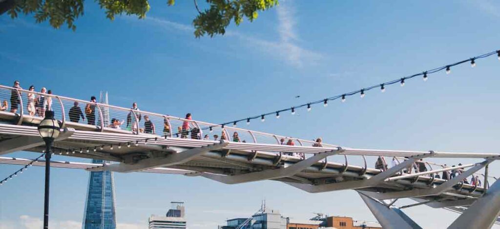 Millenium Bridge, London in June