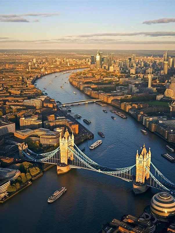 London view from Southbank with River Thames and Tower Bridge