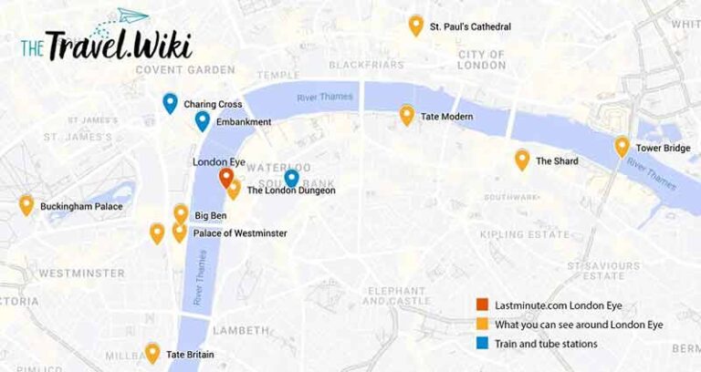 Map of London for London Eye: Attractions around London, Landmarks to see