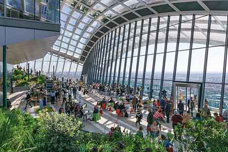 The Sky Garden in London, atop the "Walkie-Talkie" skyscraper - Image courtesy of Wikimedia Commons https://commons.wikimedia.org/wiki/File:The_Sky_Garden.jpg