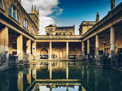 The Great Bath in The Roman Bath House, Roman Baths, Bath, England