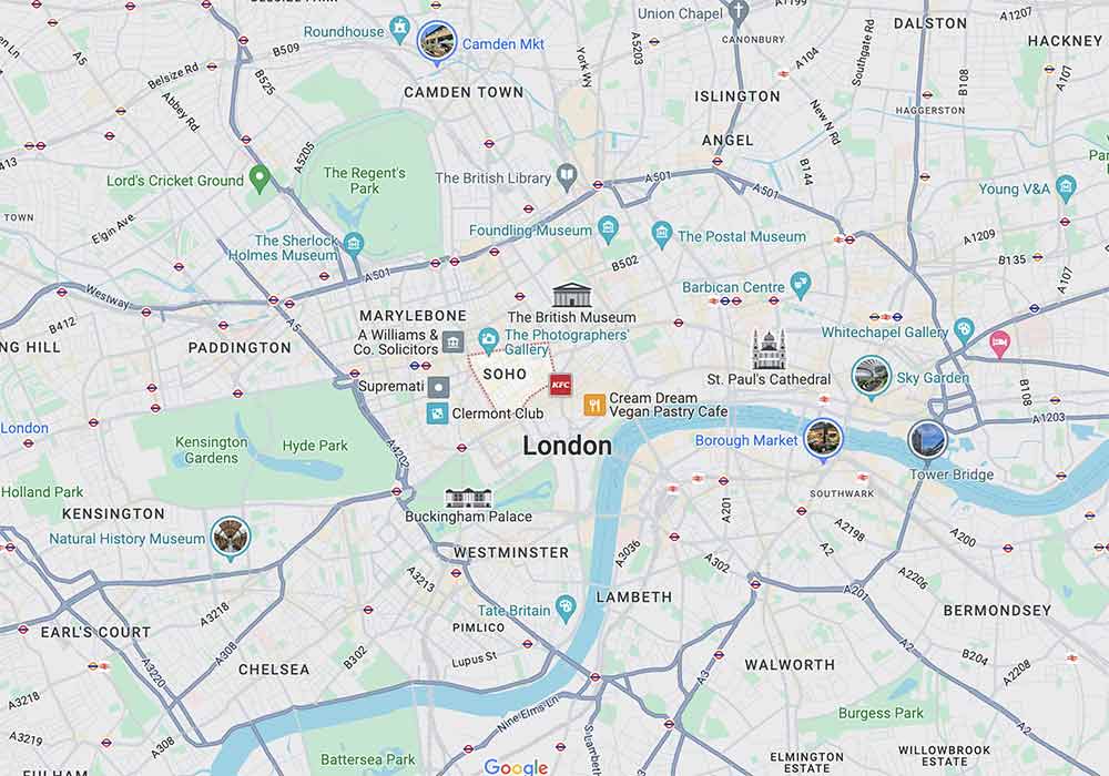 Where is Soho in London? Map of Soho London